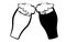 Two beer glasses with dark and light tasty, craft beer clink glasses on a white background.