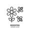 Two bees around a flower line icon. Symbol of beekeeping. Editable stroke