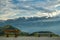 Two benches with beautiful view on Swiss Alps on top of Mount Rigi