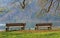 Two benches, idyllic lake schliersee