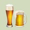 Two big glasses with frothy beer graphic icon on gray