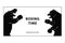 Two black bears in Boxing gloves. Silhouette of a snarling beasts. Wild animals going to fight. Art design for sport event. Vector