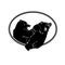 Two black bears fighting. Silhouettes of a wild animals in Boxing gloves. Emblem of snarling beasts for sport event. Art design. V