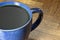 Two Black Coffees in Blue Mugs