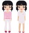 Two Black Haired Female Paper Dolls