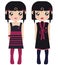 Two Black Haired Female Paper Dolls