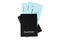 Two black passports, blue boarding pass, flight tickets white background isolated close up top view, airplane travel, holidays