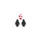 Two black penguins with hearts. Love, romantic christmas icon