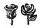 Two black rose emblem on white