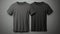 Two black T-shirts one size on a one color background. Mock up. Blank for creating promotional products with prints and