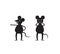 Two black and white mice are laughing and pointing fingers. Vector illustration