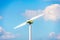 Two Bladed Wind Turbine under Blue Sky