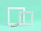 Two blank white frame minimal green background 3d render