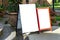 Two blank white outdoor advertising stands or sandwich board mockup templates.