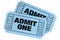 Two blue admit one movie tickets