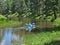 Two Blue Kayaks on Woods Canyon Lake