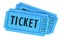 Two blue movie or raffle tickets