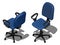 Two blue office rotating chairs, vector illustration in isometric view