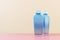 Two blue perfumery glass bottle