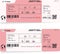 Two boarding passes. Red flight airline tickets