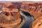 Two Boats Navigate Colorado River Deep Canyon Horseshoe Bend Southwest