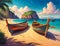 Two boats sitting on top of a sandy beach. beautiful picture of landscape and boats.