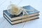 Two books tied with a raffia ribbon