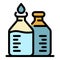 Two bottles with remedy icon color outline vector
