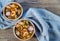 Two bowls of thai tom yum soup