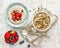 Two bowls of various porridge for healthy breakfast