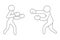 Two boxers are fighting. Sketch. Vector icon. Athletes in boxing gloves are boxing. The men strike with their fists.