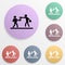 Two boxers in ring badge color set icon. Simple glyph, flat vector of sport icons for ui and ux, website or mobile application