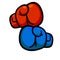 Two Boxing glove. Fist fight. Extreme sports. Symbol of knockout