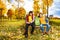 Two boys in autumn park