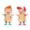 Two boys with costumes made of cardboard box illustration