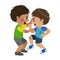 Two Boys Fighting And Scratching, Part Of Bad Kids Behavior And Bullies Series Of Vector Illustrations With Characters