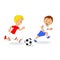 Two boys playing football