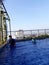 Two boys swim in the pool in a high place