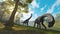 Two brachiosaurus in the forest