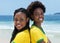 Two brazilian fans at Copacabana beach at Rio de Janeiro