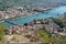 Two bridges over the river Rhone in Tournon-sur-Rhone