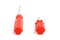 Two bright red screwdrivers on white background