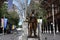 Two bronze statues a soldier and a sailor guarding the cenotaph