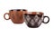 Two brown cups with pattern
