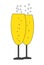 Two bubbly champagne glasses icon vector