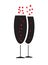 Two bubbly champagne glasses icon vector