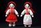 two bulgarian martenitsa dolls in traditional russian clothing