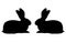 Two bunny silhouette on a white background