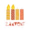 Two burning advent candles vector illustration. Second sunday in advent. Zweiter Advent german text. Flat Holiday design with