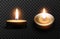 Two burning candles on a checkered background. High detailed re